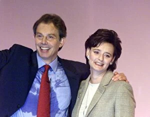Images Dated 27th September 1999: Tony Blair with wife Cherie during the Labour Party Conference in September 2000