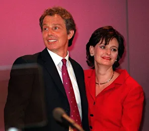 Tony and Cherie Blair at Blackpool September 1998 Tony Blair on the platform with Tony and Cherie Blair at Blackpool September 1998 Tony Blair on the platform with