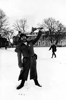 Town Crier John Stevenson struggled through the snow at Northumberland Square in North Town Crier John Stevenson struggled through the snow at Northumberland Square in North
