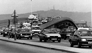 Images Dated 29th October 1985: Traffic at the Gabalfa Flyover, Wales, 29th October 1985
