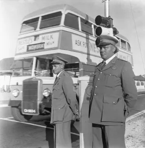 Traffic police on duty at a set of traffic lights in Cape Town 4th February 1955 Traffic police on duty at a set of traffic lights in Cape Town 4th February 1955