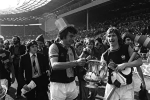 Trevor Brooking and Kevin Locke with the FA Cup 1975 after West Ham had beaten Trevor Brooking and Kevin Locke with the FA Cup 1975 after West Ham had beaten