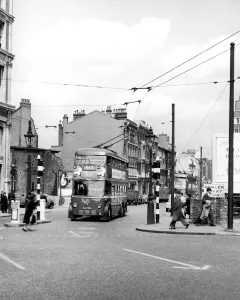 Trolleybus 613 making its way through Finchley to Hampstead Heath Circa 1955 Trolleybus 613 making its way through Finchley to Hampstead Heath Circa 1955