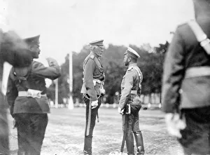 Tsar Nicholas II of Russia speaking with his first cousin Grand Duke Nicholas Nikolaevich Tsar Nicholas II of Russia speaking with his first cousin Grand Duke Nicholas Nikolaevich