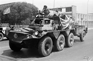 The Turkish invasion of Cyprus. A British armoured car, draped with the Union Jack The Turkish invasion of Cyprus. A British armoured car, draped with the Union Jack