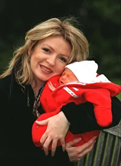 TV presenter caron keating with her new born son gabrielle TV presenter caron keating with her new born son gabrielle