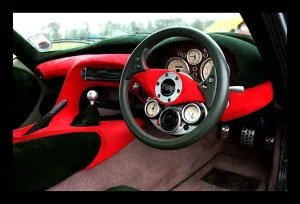 TVR Cerbera car February 1998 close up of steering wheel TVR Cerbera car February 1998 close up of steering wheel