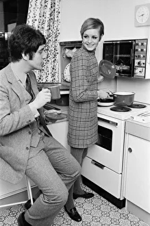 Twiggy with her manager, Justin de Villeneuve in one of the stands at the Ideal Home Twiggy with her manager, Justin de Villeneuve in one of the stands at the Ideal Home