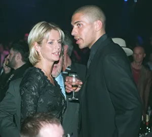 Ulrika Jonsson television presenter February 1998 Aston Villa striker Stan Collymore at Ulrika Jonsson television presenter February 1998 Aston Villa striker Stan Collymore at