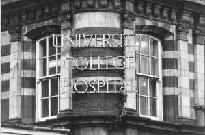 University College Hospital London November 1992 - sign above the main enterance University College Hospital London November 1992 - sign above the main enterance