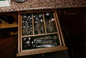 Uri Geller Drawer in his kitchen full of Gold and Silver Cutlery dbase Uri Geller Drawer in his kitchen full of Gold and Silver Cutlery dbase