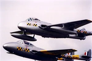 Two variants of the De Havilland Vampire in RAF colours. Circa: 01/08/1998 Two variants of the De Havilland Vampire in RAF colours. Circa: 01/08/1998
