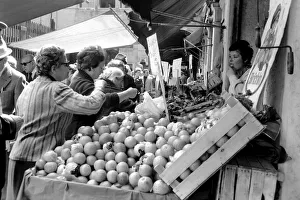 Venice, Italy, Venetian's out food shopping at a local market . April 1975 75-2202 Venice, Italy, Venetian's out food shopping at a local market . April 1975 75-2202