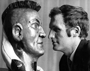 Vic Crowe Aston Villa football manager, with Native American Indian mask Vic Crowe Aston Villa football manager, with Native American Indian mask