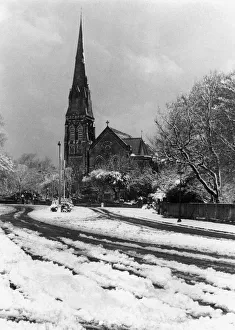 View of Sefton Park Church in Liverpool after a snowfall. January 1950 View of Sefton Park Church in Liverpool after a snowfall. January 1950