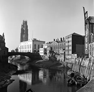 View of Town Bridge and St Botolph's Church in Boston, Lincolnshire. 2nd April 1953 View of Town Bridge and St Botolph's Church in Boston, Lincolnshire. 2nd April 1953