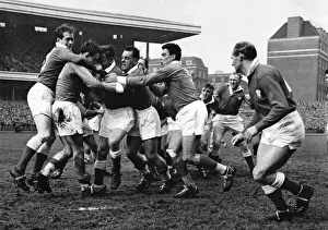 Vigier, as the two teams clash in Cardiff in 1958. Full-back Terry Davies kicked a 50 Vigier, as the two teams clash in Cardiff in 1958. Full-back Terry Davies kicked a 50