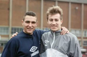 Vinnie Jones and Lee Chapman footballers. 11th January 1990. Leeds United Vinnie Jones and Lee Chapman footballers. 11th January 1990. Leeds United