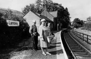 Waiting for the shoppers special at the now disused Lambley Railway Station are Waiting for the shoppers special at the now disused Lambley Railway Station are