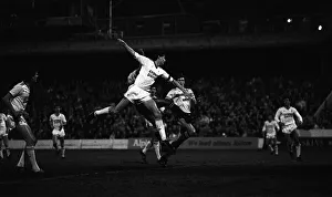 Watford v Liverpool FA cup replay March 1986 Liverpool defender Alan Hansen jumps Watford v Liverpool FA cup replay March 1986 Liverpool defender Alan Hansen jumps