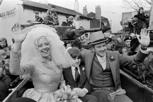 The wedding of Julie Goodyear and Tony Rudman. The marriage was over later that day The wedding of Julie Goodyear and Tony Rudman. The marriage was over later that day