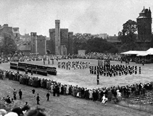 Welsh Guards, Trooping of the Colour at Cardiff Castle, Cardiff, Wales, 27th April 1957 Welsh Guards, Trooping of the Colour at Cardiff Castle, Cardiff, Wales, 27th April 1957