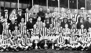 West Bromwich Albion team group pose with their trophies before the start of West Bromwich Albion team group pose with their trophies before the start of