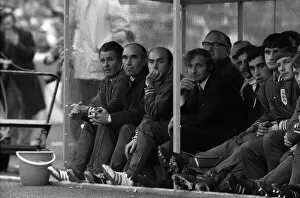 Images Dated 13th May 1972: West Germany v England Football May 1972 England Bench watching match - LEFT Harold
