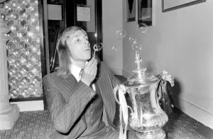 West Ham footballer Alan Taylor blowing bubbles as he celebrates his teams FA Cup victory West Ham footballer Alan Taylor blowing bubbles as he celebrates his teams FA Cup victory