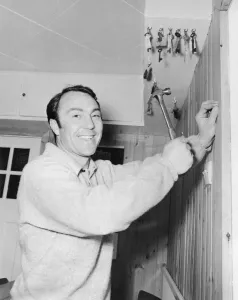 West Ham new boy Jimmy Greaves hammering some nails. In a dramatic deal Tottenham West Ham new boy Jimmy Greaves hammering some nails. In a dramatic deal Tottenham