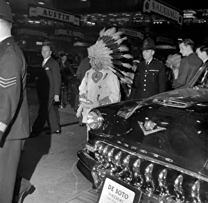 White Eagle and other Red Indians at a motor show. October 1952 C5260 White Eagle and other Red Indians at a motor show. October 1952 C5260