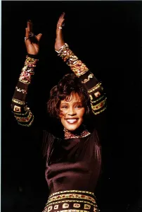 Whitney Houston Singer and Actress who starred in the film Bodyguard at her concert in Whitney Houston Singer and Actress who starred in the film Bodyguard at her concert in