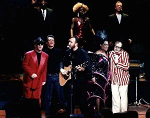 Images Dated 12th September 1989: The Who pop group with various singers Elton John singer left in red suit