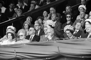 Wimbledon Championships. The Royal Box, amongst those viewing was Lady Churchill Wimbledon Championships. The Royal Box, amongst those viewing was Lady Churchill