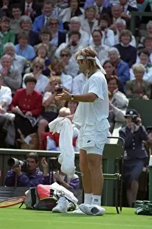 Images Dated 27th June 1991: Wimbledon Tennis. Andre Agassi. June 1991 91-4091-163
