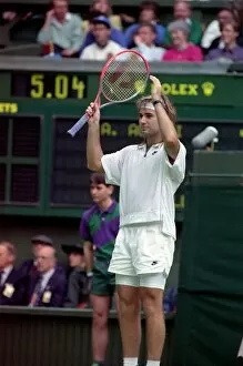 Images Dated 27th June 1991: Wimbledon Tennis. Andre Agassi Training. June 1991 91-4091-217