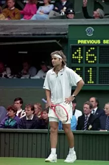 Images Dated 27th June 1991: Wimbledon Tennis. Andre Agassi Training. June 1991 91-4091-209