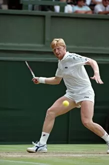 Images Dated 3rd July 1991: Wimbledon Tennis. Boris Becker In Action. July 1991 91-4217-048