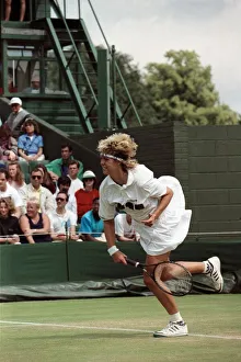 Wimbledon Tennis. Brenda Schutz in action. July 1991 91-4184-034 Wimbledon Tennis. Brenda Schutz in action. July 1991 91-4184-034