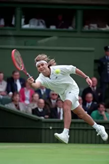 Images Dated 28th June 1991: Wimbledon Tennis Championships. Andre Agassi in action. June 1991 91-4117-038