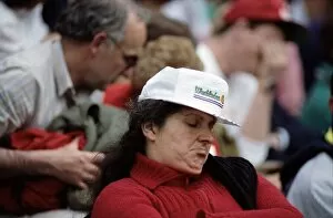 Images Dated 28th June 1991: Wimbledon Tennis Championships. Sleeping spectator. June 1991 91-4117-125