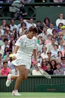 Images Dated 3rd July 1991: Wimbledon Tennis. J. Capriati Beats M. Navratilova. July 1991 91-4218-042