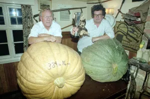 Winners of the Partridge Green Pumpkin club competition 1991 showing off their pride Winners of the Partridge Green Pumpkin club competition 1991 showing off their pride