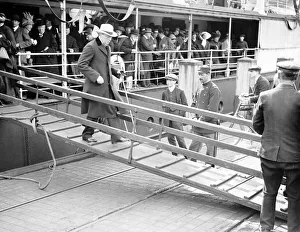 Winston Churchill in France May 1912 disembarks from a ship in Calais Winston Churchill in France May 1912 disembarks from a ship in Calais