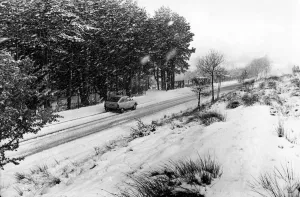 The wintery white out-look on the Rhigos Mountain road high above Treherbert The wintery white out-look on the Rhigos Mountain road high above Treherbert