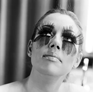 A woman wearing the longest eye lashes in the world. 19th January 1968 A woman wearing the longest eye lashes in the world. 19th January 1968