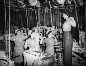 Women doing Physical excercises in a Factory before starting work in a factory 1941 women Women doing Physical excercises in a Factory before starting work in a factory 1941 women
