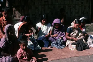 Women sewing in village of Kadatali near Rangunia South East Bangladesh Women sewing in village of Kadatali near Rangunia South East Bangladesh