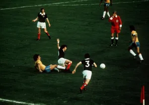 World Cup 1974 Scotland Brazil Morgan fouled referee Van Gemert blows whistle World Cup 1974 Scotland Brazil Morgan fouled referee Van Gemert blows whistle