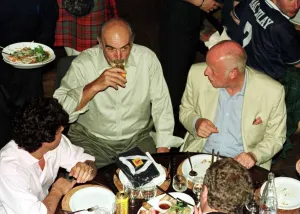World Cup France June 1998 Sean Connery drinks whisky in Paris bar with Richard Wilson World Cup France June 1998 Sean Connery drinks whisky in Paris bar with Richard Wilson